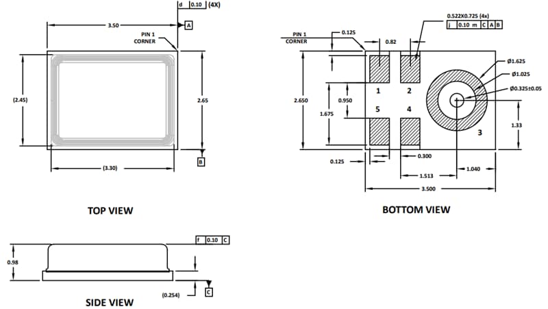 Mechanical Drawing - TDK InvenSense ICS-40212 Analog Microphone